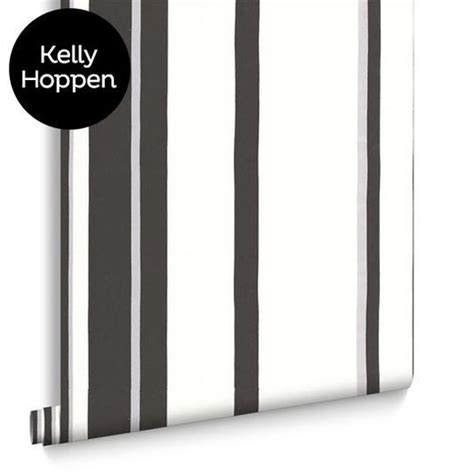 Hoppen Stripe Black And White And Silver Wallpaper Large White And