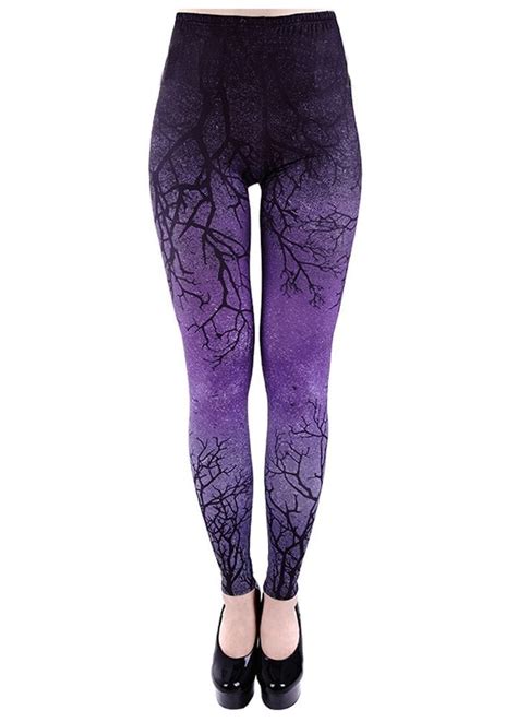 Restyle Purple Branches Ombre Gothic Leggings Attitude Clothing