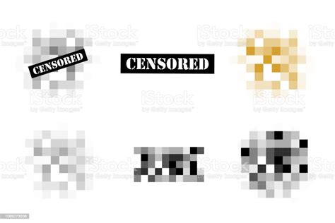 Set Of Pixel Censored Signs Stock Illustration Download Image Now