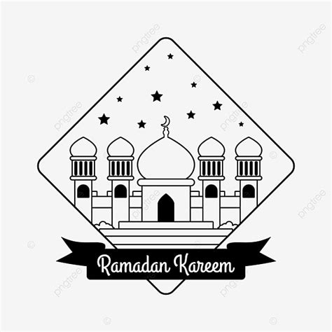 Gambar Ramadhan Kareem Dengan Garis Besar Dan Pita Arab Kareem