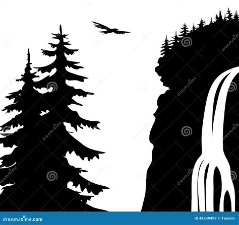 Vector Illustration Waterfall Stock Vector Illustration Of Eagle