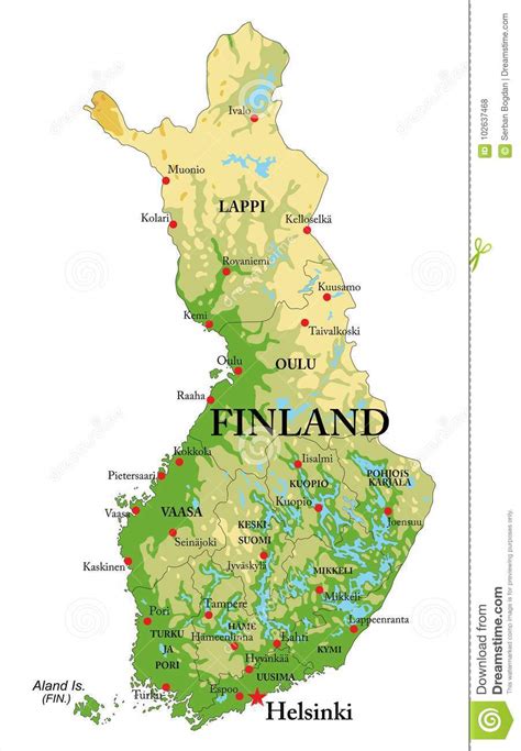Finland Relief Map Stock Vector Illustration Of Finland 102637468