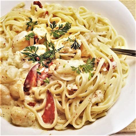 Creamy Seafood Linguine With Lobster Foodle Club