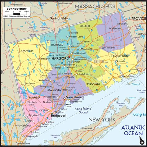 Map Of Connecticut Includes Cities Towns And Counties Road Map Is