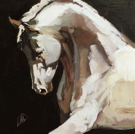 14x14 Cremello Stallion Acrylic On Canvas Equestrian