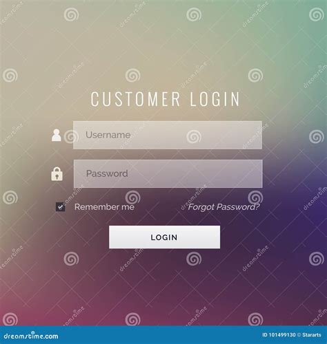 Great Customer Login Form Design On Blur Background Stock Vector