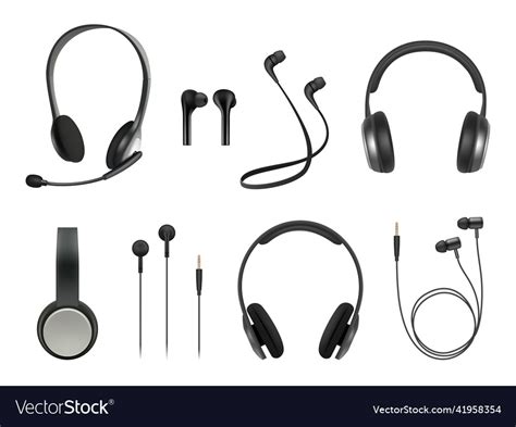 Headset Realistic Earbuds Music Modern Equipment Vector Image
