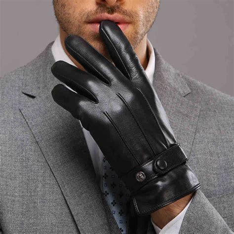 Fashion Brand Design Men Leather Gloves Thickening Thermal Plus Velvet