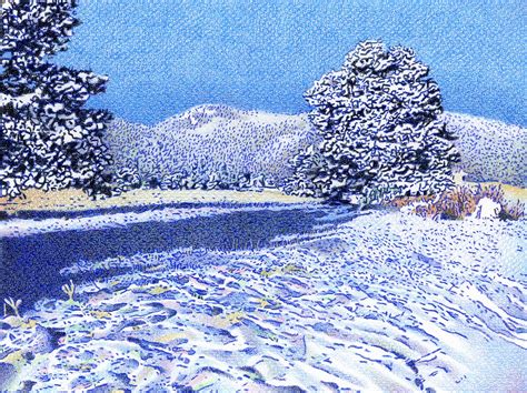 Snowy Day Bergen Peak Colored Pencil Drawing