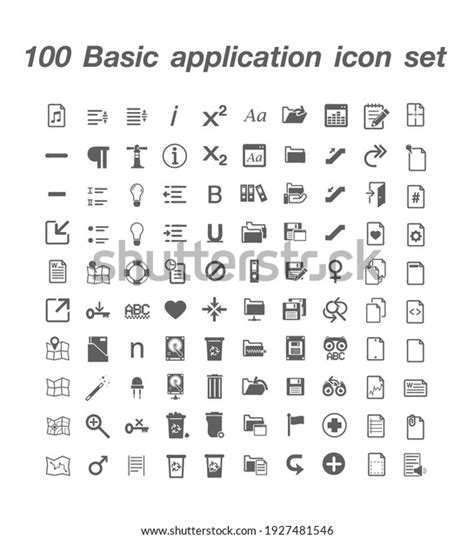 100 Basic Application Icon Set Vector Stock Vector Royalty Free
