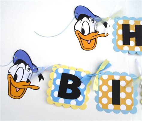 Items Similar To Donald Duck Themed Happy Birthday Banner In Light Blue