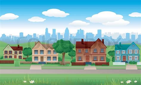 Maybe you would like to learn more about one of these? House background with cityscape behind | Stock Vector ...