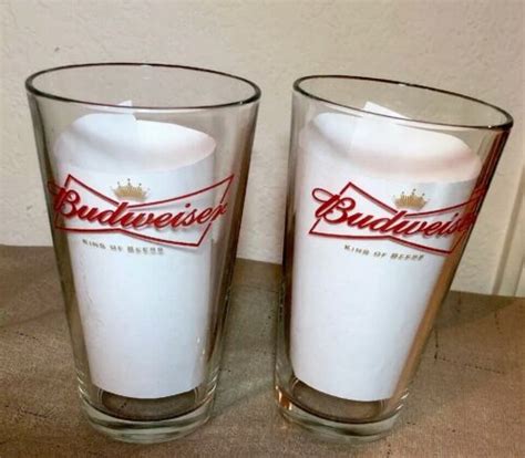 Budweiser Beer Pint Glasses Set Of 2 Two Ebay