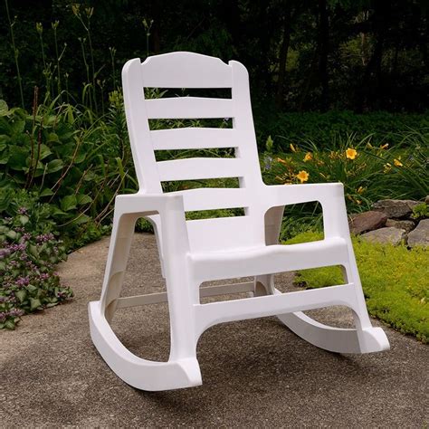 Outdoor chairs office study chairs stool living room chairs. Shop Adams Mfg Corp White Resin Slat Seat Outdoor Rocking ...