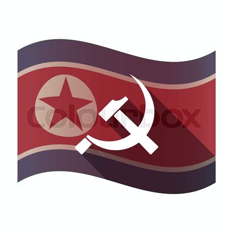 Long Shadow North Korea Flag With The Communist Symbol Stock Vector