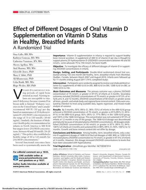 Pdf Effect Of Different Dosages Of Oral Vitamin D Supplementation On