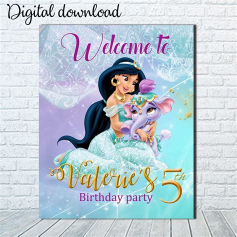Princess Jasmine Welcome Sign Digital Download You Print Etsy
