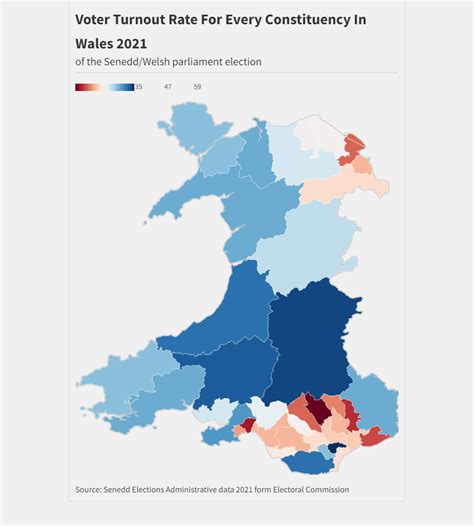 Voter Turnout Rate For Every Constituency In Wales 2021 Of The Seneddwelsh Parliament