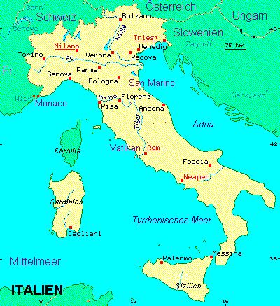Landkarten und regionale karten italiens; Landkarte Italien - Transpatent
