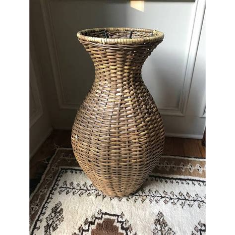 Made from natural jute, raw and textured. Vintage Rattan Vase | Chairish