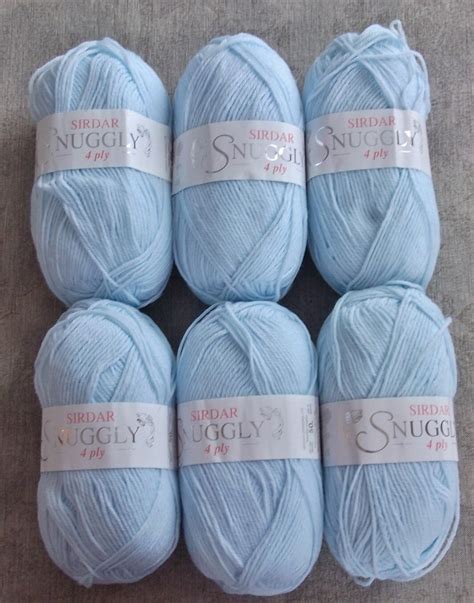 Sirdar Snuggly 4 Ply Yarn Baby Blue 6 X 50g Skeins New