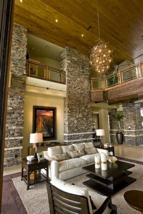 Living Room Design Ideas Natural Stone Wall In The Interior