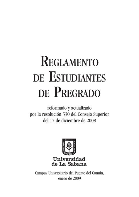 Reglamento De Estudiantes De Pregrado Universidad De La Sabana By
