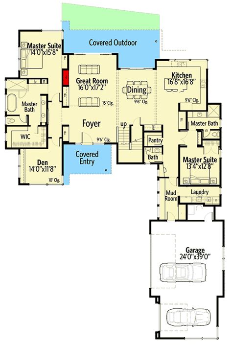 Special house plans two master suites one story danutabois 7028. Modern House Plan With 2 Master Suites - 54223HU ...