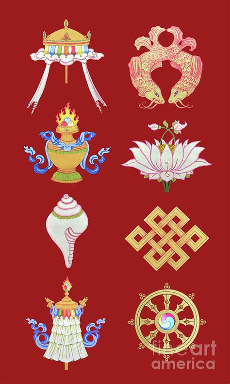 Eight Auspicious Symbols Painting By Carmen Mensink Pixels