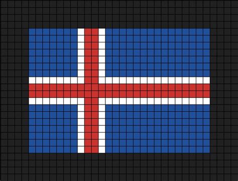 A Medium To Large Pixel Art Template Of The Icelandic Flag Iceland