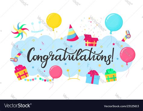 Congratulations Hand Lettering Festive Royalty Free Vector