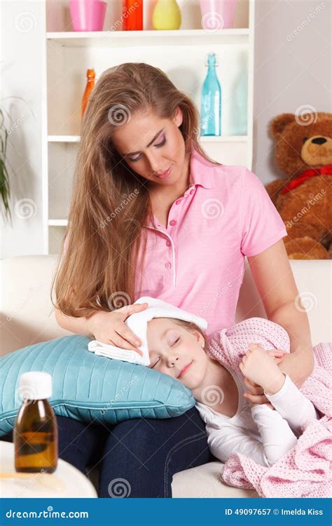 Mother With Sick Child Stock Image Image Of Home Health 49097657