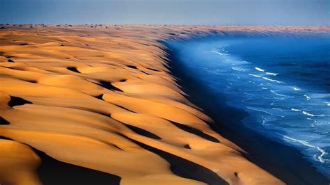 The ocean is a desert , with its life underground , and a perfect disguise above. Dunes of the Namib Desert meet the Atlantic Ocean, Namibia ...