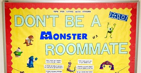 don t be a monster of a roommate ra bulletin board colocataire dortoir vie