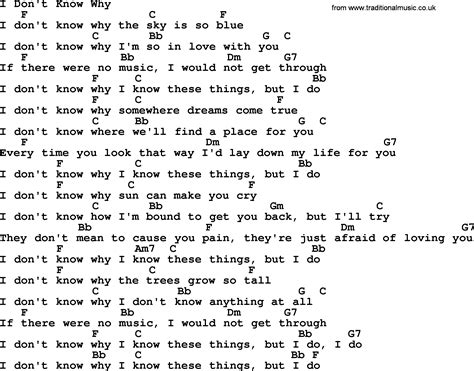 I Don T Know Why Bluegrass Lyrics With Chords