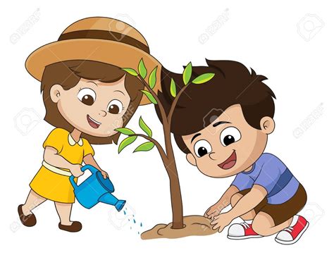 Kid Planting A Treevector And Illustration Foto De Archivo