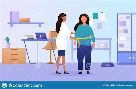 Patient Consulting With A Doctor Over Obesity Stock Vector