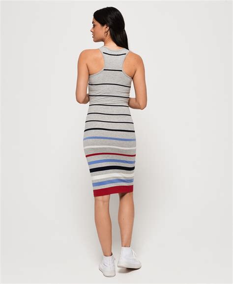 Womens Stripe Midi Dress In Grey Trad Stripe Superdry