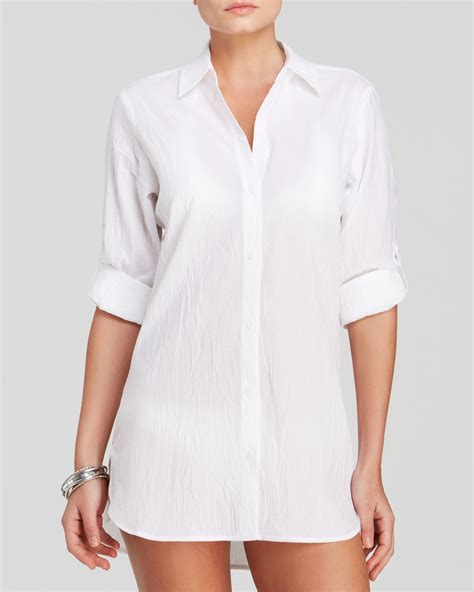 Lyst Tommy Bahama Crinkle Cotton Boyfriend Shirt Swim Cover Up In White