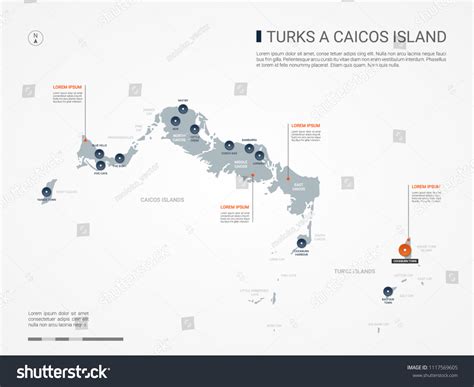 Turks Caicos Islands Map Borders Cities Stock Vector Royalty Free