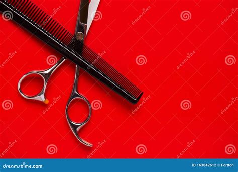 Scissors With A Comb Close Up Hairdresser Tools Stock Photo Image Of