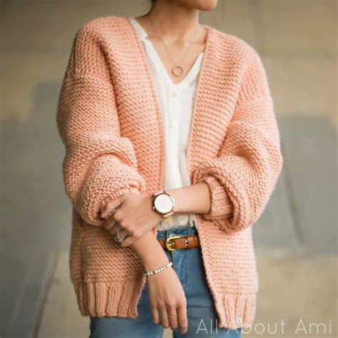 To make our garter stitch cardigan, we will start by knitting one of the sleeves. The Downtown Cardigan - All About Ami | Bulky knitting ...