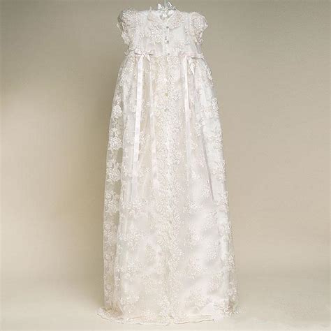 Lace Long Baptism Gown Ivory White Long Christening Gown Baby Dresses