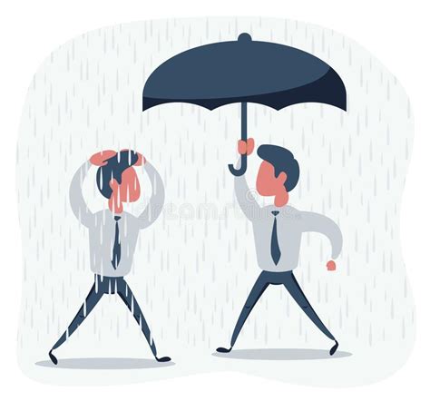 Businessman Run From The Rain While Another Businessman Has The