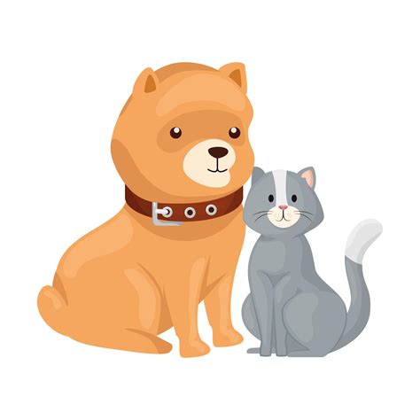 Cute Cat And Dog Animals Isolated Icon 1905414 Vector Art At Vecteezy