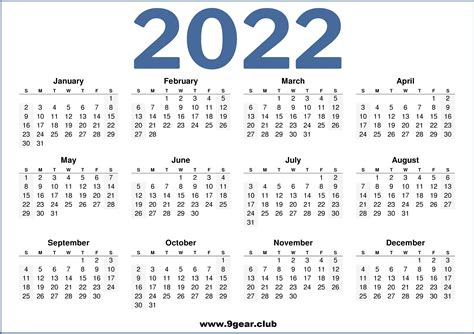 2022 Calendar Printable Us Blue White Printable Calendars Free
