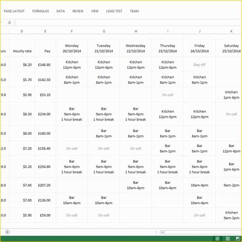 Restaurant Staff Schedule Template