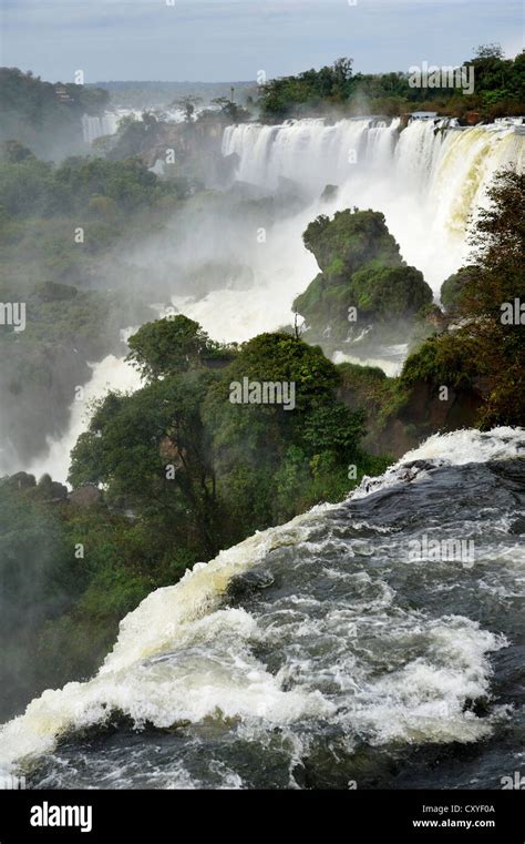 Iguazu Or Iguacu Falls Unesco World Heritage Site At The Border Of