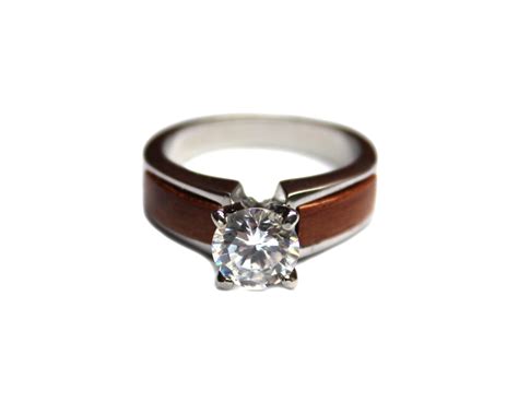 Rosewood And Moissanite Wooden Wedding Ring Wooden Rings