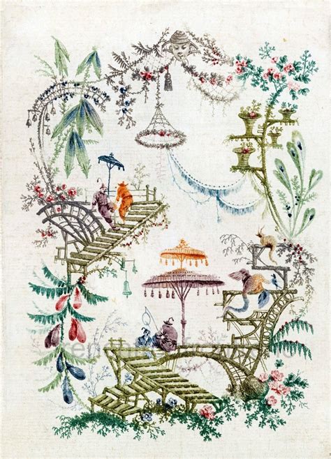 Antique Chinoiserie Wallpaper Illustration Digital Download